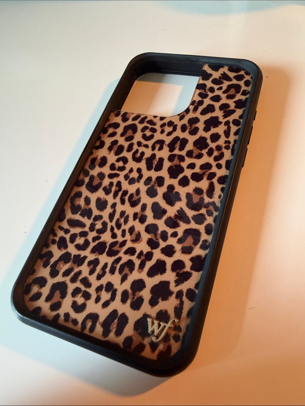 Wildflower Leopard Print iPhone 15 pro max Case - Tan & Black
